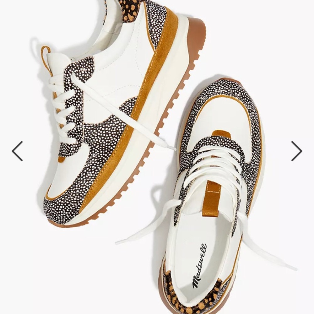 Madewell Kickoff Trainer Sneakers in Leather and Spot Mix Calf Hair